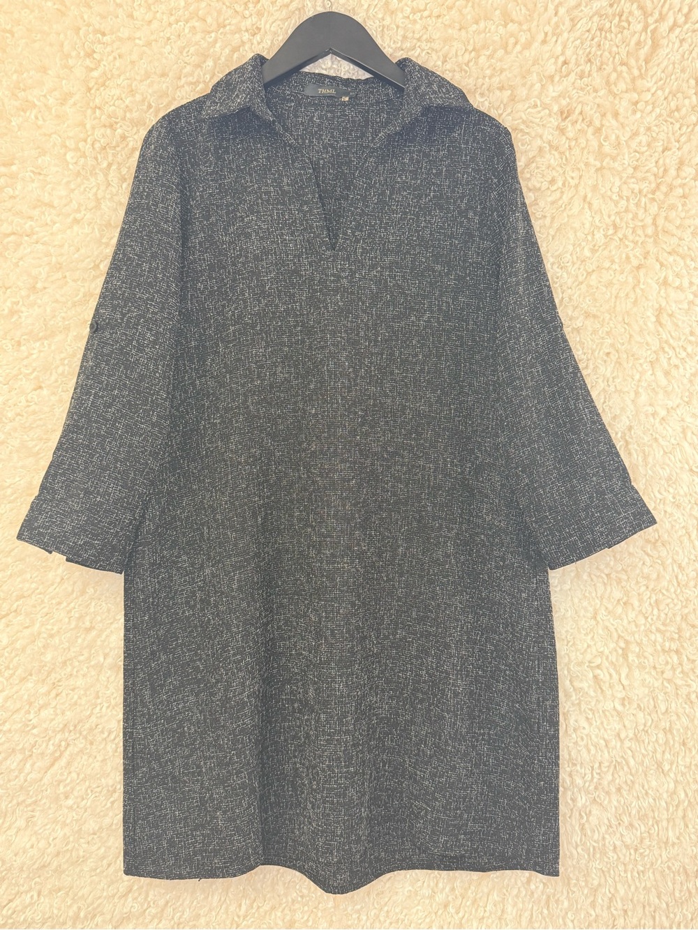 THML Dark Heather Gray Mini Shift Dress with Collar